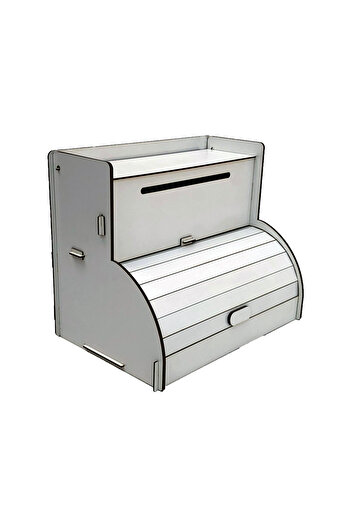 dehaberk White Wooden Bread Box - Bread Storage Cabinet with Lid, Bread Box