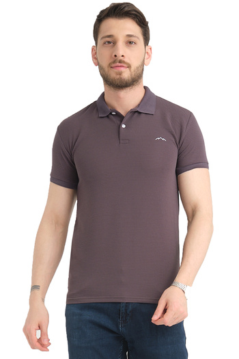 Varetta Men's Ashy Purple Polo Collar Summer Cotton Short Sleeve T-shirt