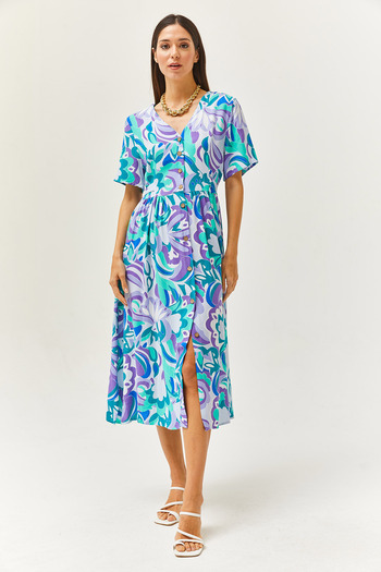 Pulli Collection New Season 100% Viscose Waist Tied (Sashed) Midi Dress