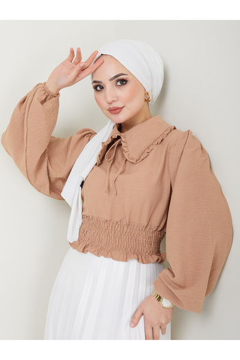 VOLT CLOTHİNG Women's Ayrobin Baby Collar Hijab Blouse