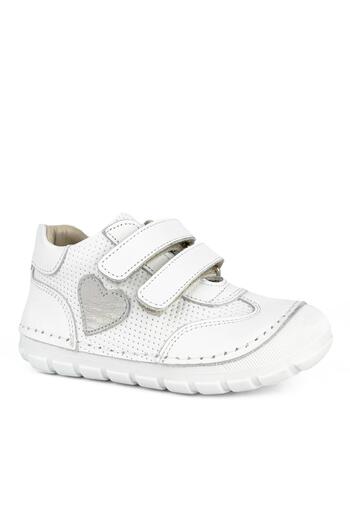 Cici Bebe Ayakkabı Genuine Leather White Heart Patterned Baby Girl First Step Shoes