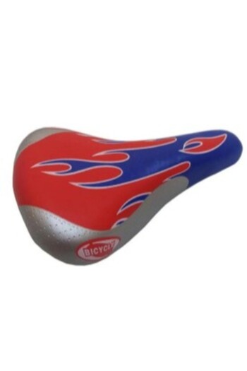 Asroya 16-20 Kids Bicycle - Blue and Red Saddle with Seat Flame