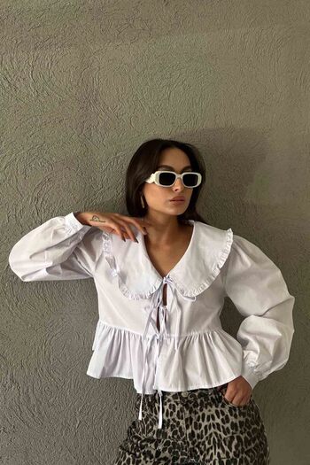 Seda Yalçın Atelier White Viral Baby Collar Shirt