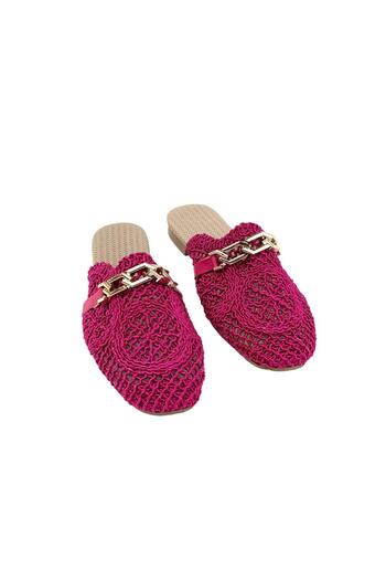 bescobel Women's Termi Fuchsia Stone Detailed Knitwear Slippers 1cm