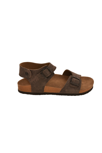 JustBow Σανδάλια Unisex με πόρπη σε καφέ ανθρακί ανατομική σόλα