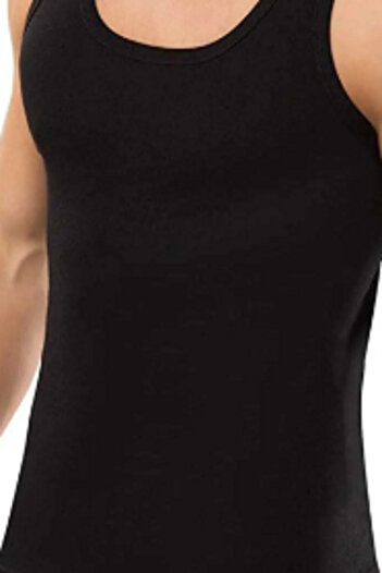 Erdem Men's Black Ribbed Undershirt 100% Cotton 3 Pack