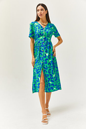 Pulli Collection New Season 100% Viscose Waist Tied (Sashed) Midi Dress