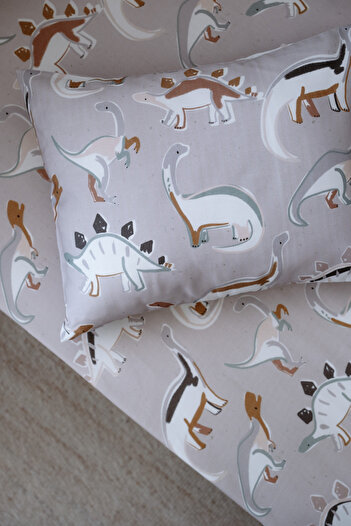 NOU Organic Single Fitted Sheet Set with Dinosaur - Dinosaurs