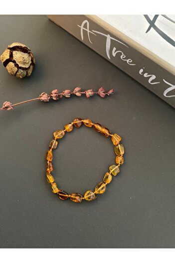 Kotryna Damla Amber Horizontal Special Cut Transparent Adult Bracelet