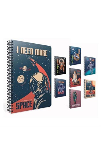 Gıpta Space Spiralli Karton Kapak Defter A4 Boyutunda 80 Yaprak Kareli