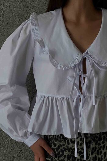 Seda Yalçın Atelier White Viral Baby Collar Shirt