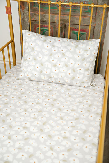 Pithy Organic Cotton Satin Fitted Sheet Set (120x200+20) Pillow Case (50X70)-Wildflowers