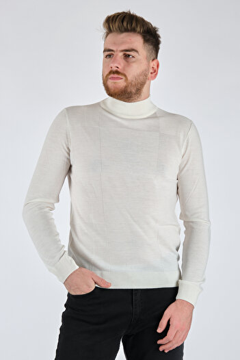 Ecer Turtleneck Long Sleeve Ecru Men's Knitwear75122123