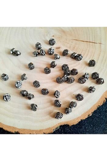canan dizayn Metallized Hexagon Patterned Button 11 mm (30 Pieces)