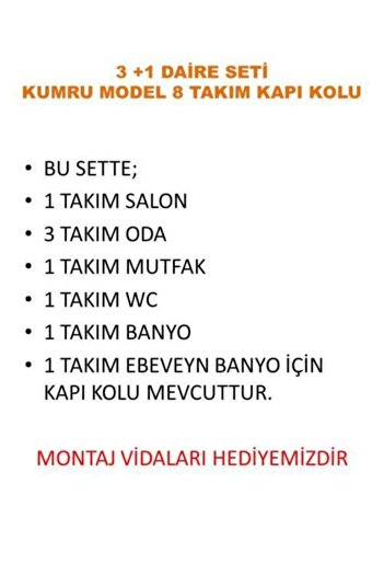 ERIS Kumru Nikel Staen 3+1 Daire Seti 8 Takım Kapı Kolu