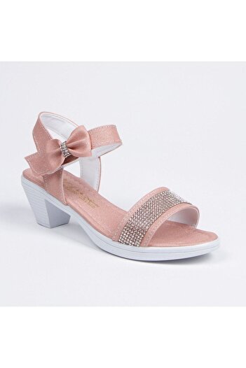 Sare Çocuk Giyim Pink Mini Stone Heeled Orthopedic Sole Children's Princess Shoes