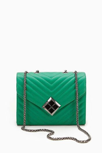 Levidor Grass Green Chain Strap Snap Closure Shoulder Bag