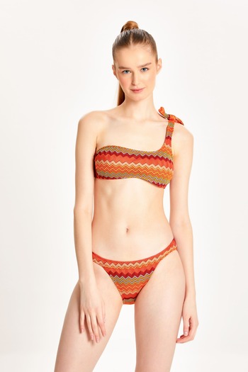 TOO SALTY SWIMWEAR Γυναικείο Σετ μπικίνι με έναν ώμο με δαντέλα μπορντό 24s120st