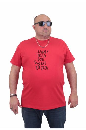 MocGrande Men's Large Size T-Shirt - Crew Neck, Cool Boys 24125, RED