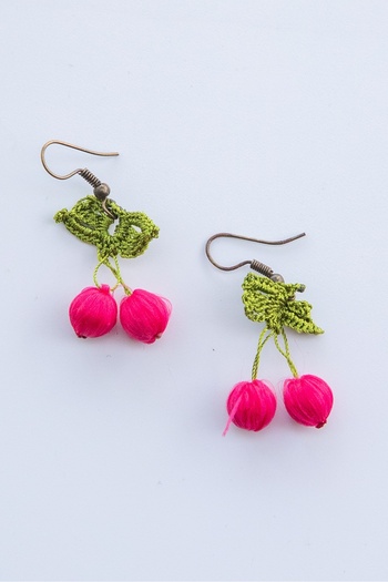 Lila Rosa Authentic Cherry Earrings - Handmade