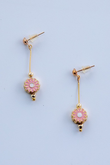 Lila Rosa Ethnic Flower Pattern Authentic Earrings