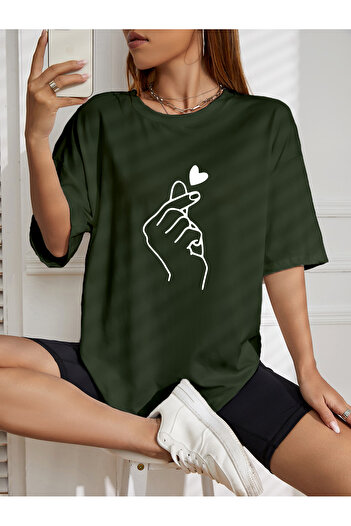 PENTHİLUS heart printed T-shirt plus size
