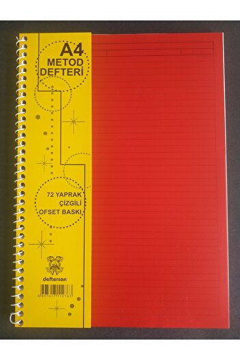 DEFTERSAN 1 قطعة A4 72 ورقة غطاء PP مخطط