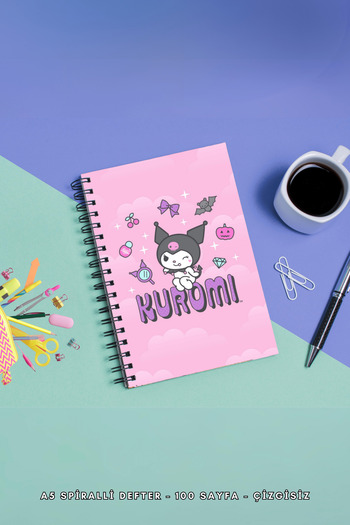 SevindirenŞeyler Kuromi A5 Spralli Unlined Hard Cover Notebook