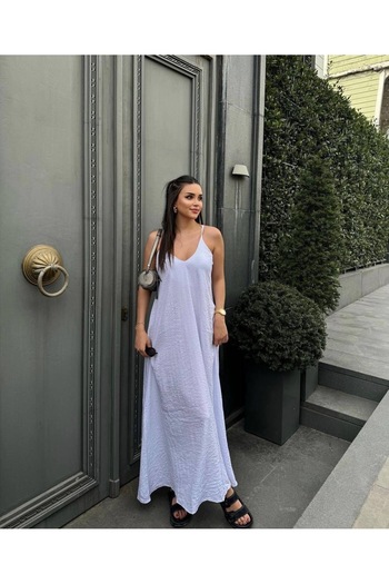 Ekim Store Λινό Maxi Φόρεμα