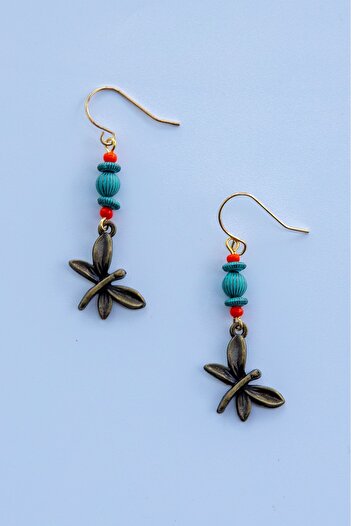 Lila Rosa Ethnic Butterfly Pattern Authentic Earrings