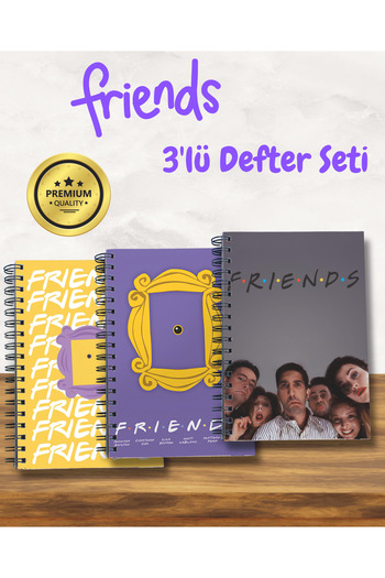 SevindirenŞeyler A5 Spiral 100 Sheets 3-Piece Friends Notebook Set
