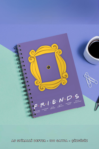 SevindirenŞeyler A5 Spiral 100 Sheets 3-Piece Friends Notebook Set