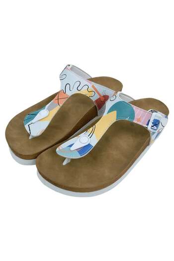 Dogo Women's Vegan Leather Multicolored Slippers - Abstract Leaves Design