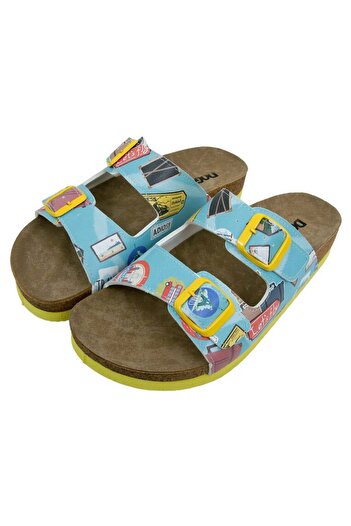 Dogo Women's Vegan Leather Blue Slippers - Let's Fly Design