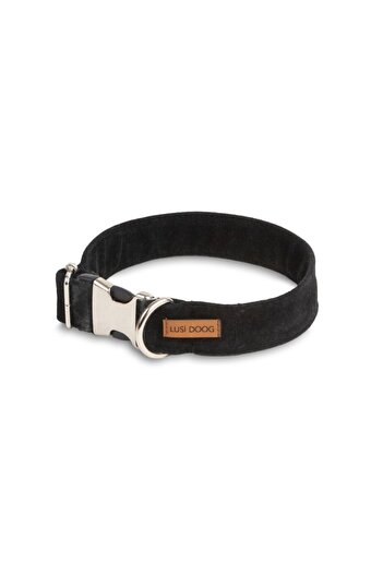 Lusi Doog Velvet Black Dog Collar