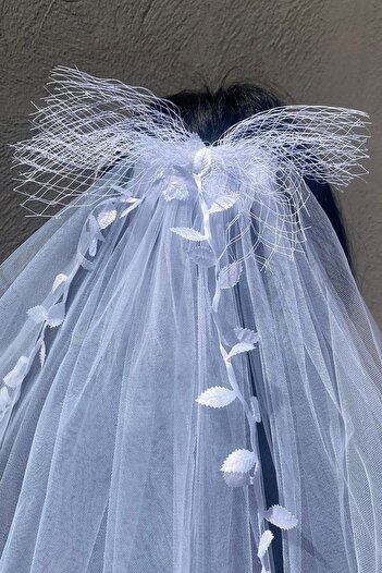 TAKIŞTIR White Princess Veil with Pearl Detail