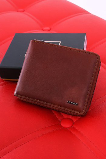 Grande 1579 100% Genuine Leather Zippered Men's Wallet Card Holder Hazelnut