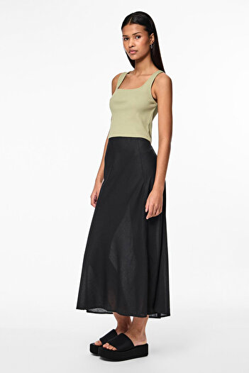 PIECES PCNYA HW LONG SLIT SKIRT BC