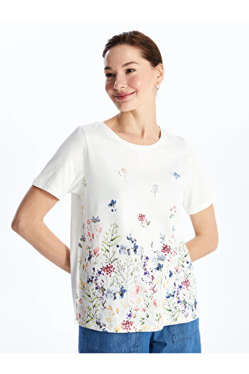 LC Waikiki LCW Grace Crew Neck Floral Short Sleeve Women's T-Shirt