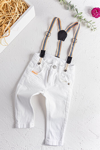 Babymod White Baby Boy Jeans with Straps