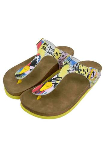Dogo Women's Vegan Leather Yellow Slippers - The Creation of the Collage Design