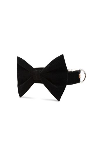 Lusi Doog Velvet Black Bow Tie Dog Collar