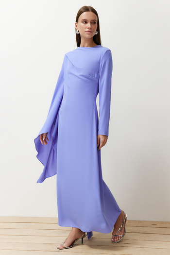 Trendyol Modest Βραδινό φόρεμα με λιλά σάλι με λεπτομέρεια TCTSS24DB00036