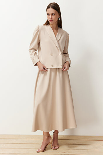 Trendyol Modest Stone Woven Fabric Jacket Skirt Bottom-Top Set TCTSS24US00063