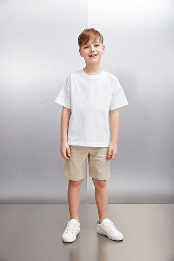 GRIMELANGE Męski oversize'owy biały T-shirt Octave
