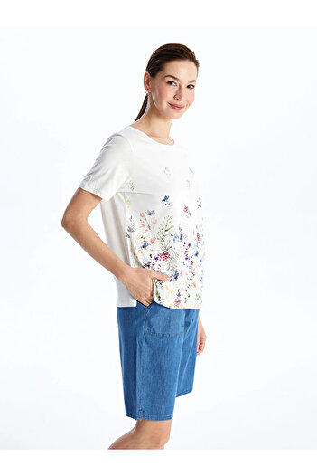 LC Waikiki LCW Grace Crew Neck Floral Short Sleeve Women's T-Shirt