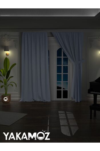 Yakamoz HIGH QUALITY LEAD GRAY BLACKOUT FON CURTAIN EXTRAFOR WITH STRING SINGLE WING DARK TOUCH SERIES