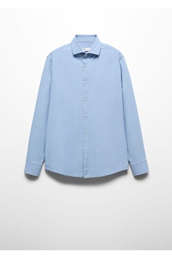 MANGO Man %100 indigo pamuk slim fit gömlek