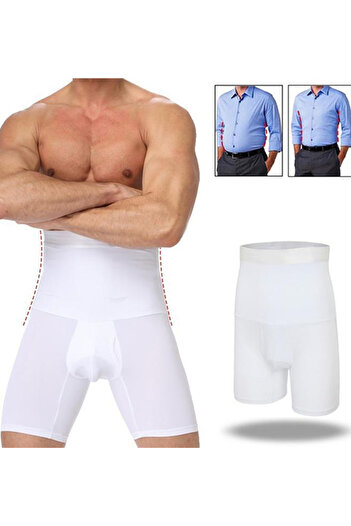 FOREVER MORE Waist Slimming and Firming Men's Boxer Corset White Color