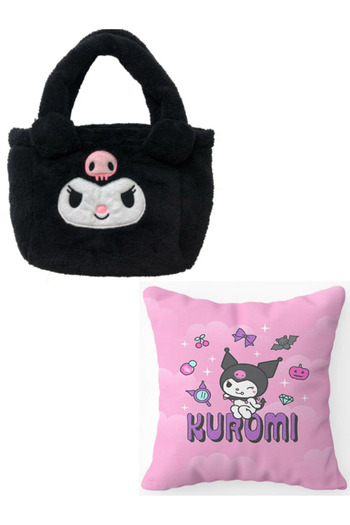 Kollektif 2 li Kuromi Kawaii YASTIK MİNDER Cinnamoroll My Melody ÇANTA Hello Kitty Peluş Anime SANRİO bts bt21